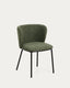 Ciselia dark green thick chenille chair with black finish steel legs FSC Mix Credit