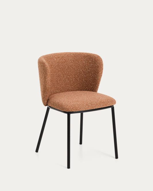 Ciselia terracotta thick chenille chair with black finish steel legs FSC Mix Credit