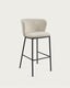 Ciselia stool with white bouclé and black steel legs height 75 cm FSC Mix Credit