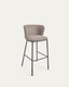 Ciselia stool in light brown chenille and black steel legs 75 cm FSC Mix Credit
