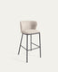 Ciselia stool in beige chenille and black steel legs height 75 cm FSC Mix Credit