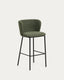 Ciselia dark green thick chenille stool with black finish steel legs FSC Mix Credit 75cm