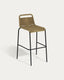 Lambton stackable stool in brown rope and black finish steel 74 cm