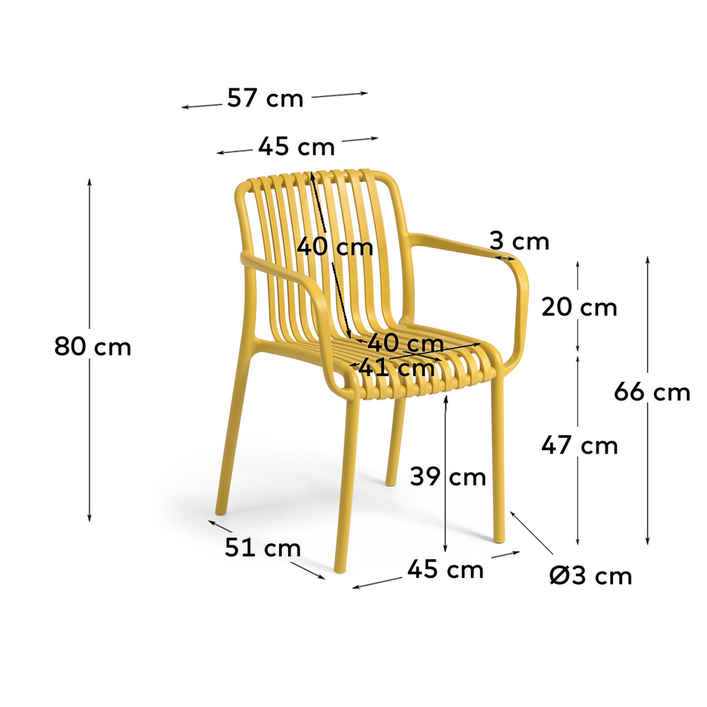 Isabellini stackable outdoor chair in yellow