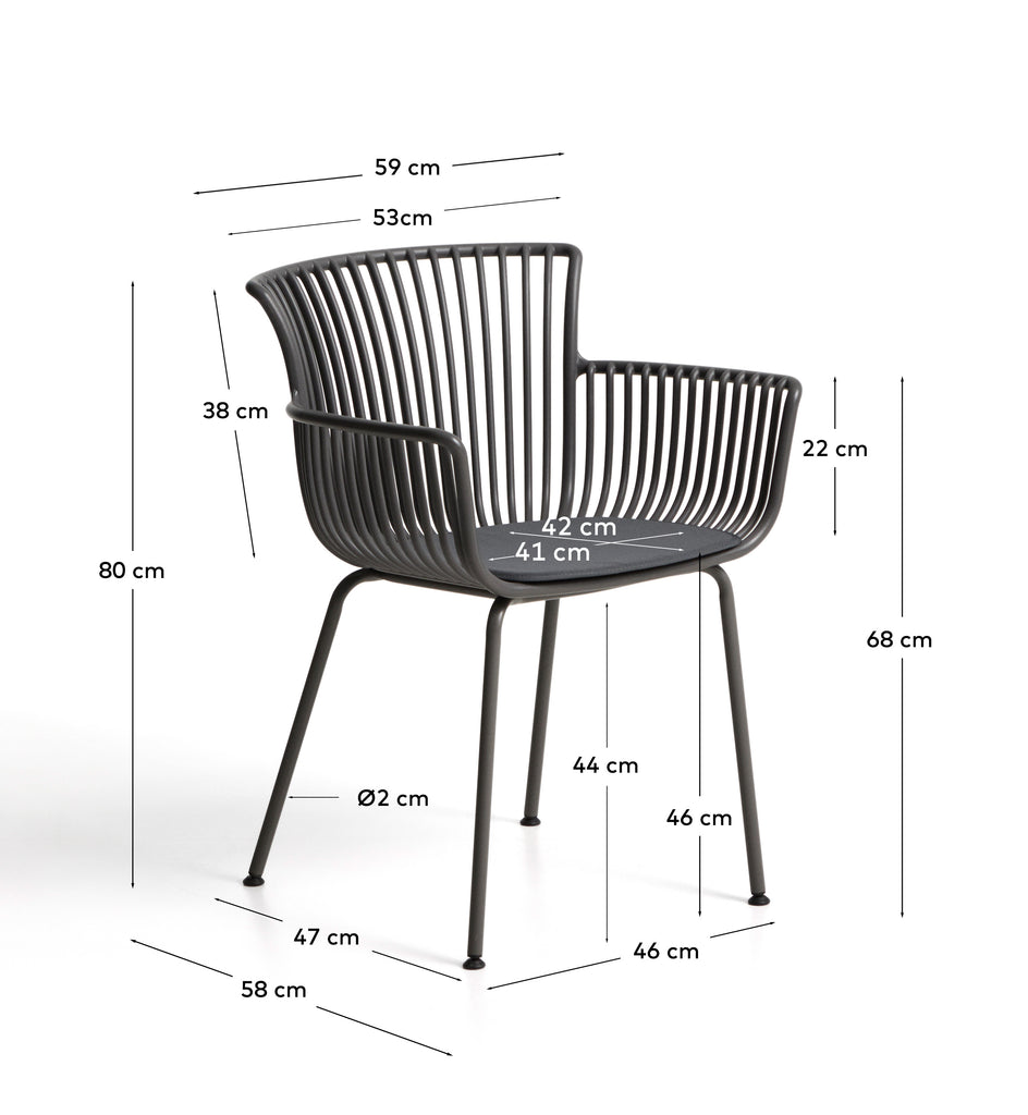 Surpika outdoor chair with graphite steel legs