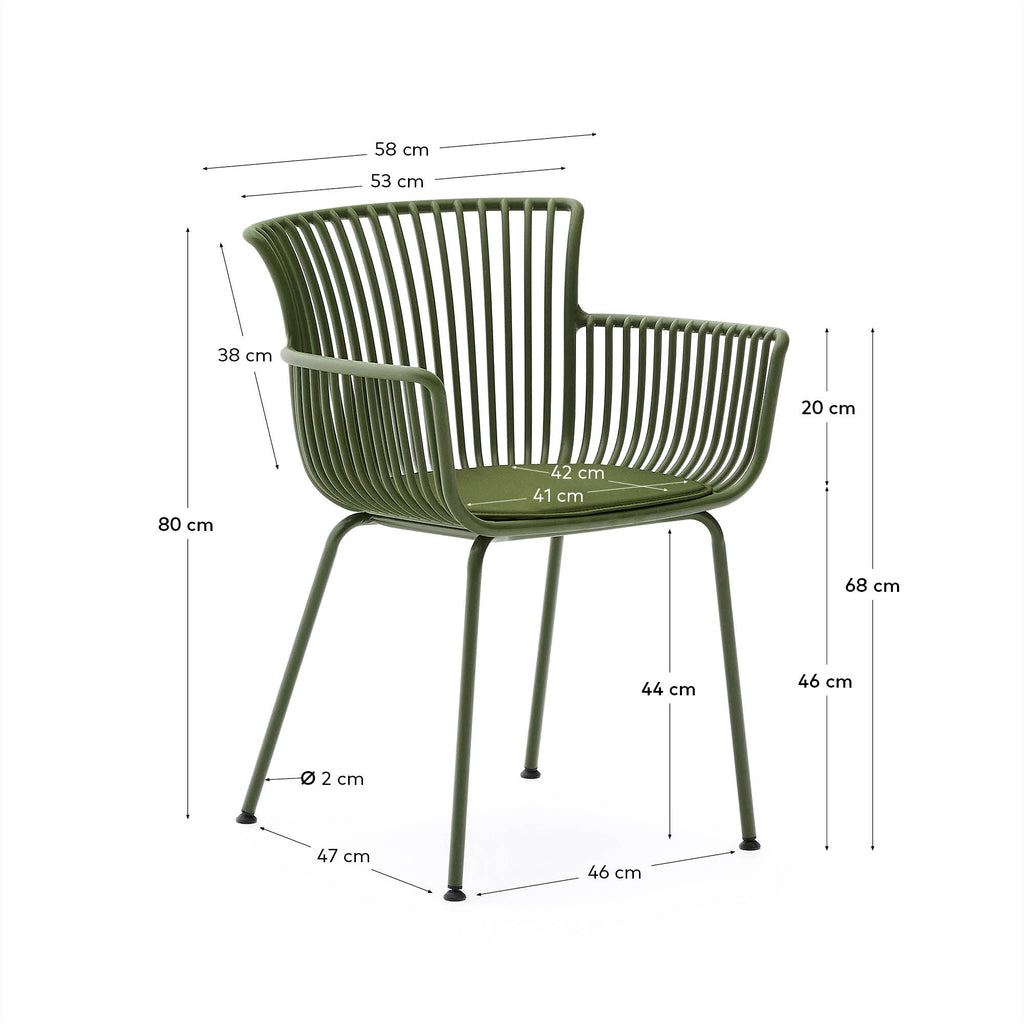 Surpika outdoor chair with green steel legs