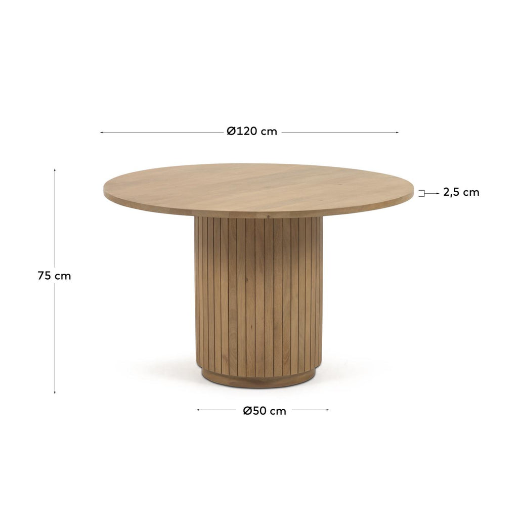 Licia round table made from solid mango wood with natural finish Ø 120 cm