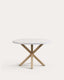 Argo round table in melamine with white finish and wood effect steel legs Ø 120 cm