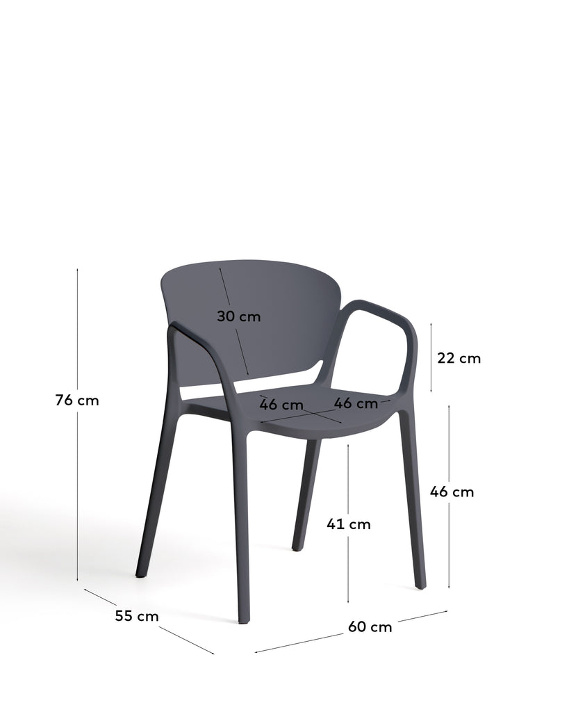 Ania stackable outdoor chair in dark grey