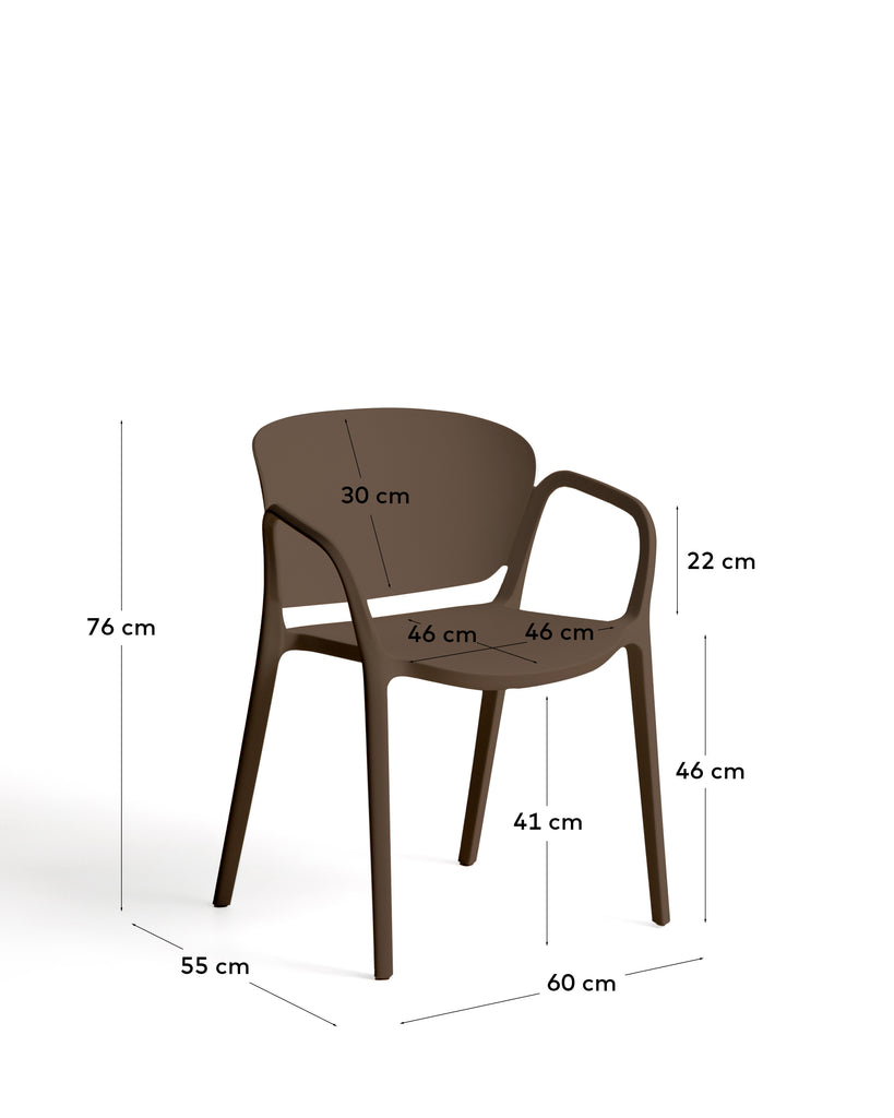 Ania stackable outdoor chair in dark brown