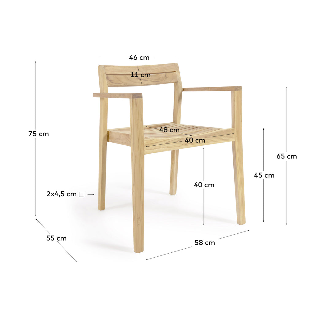 Victoire stackable solid teak outdoor chair