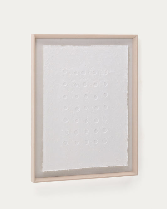 Olvin abstract picture on white recycled paper with hand-crafted reliefs 94 x 74 cm