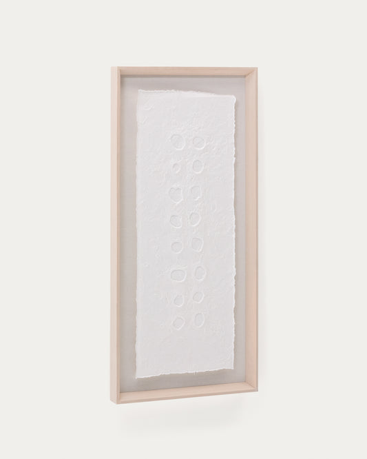 Olvin abstract picture on white recycled paper with hand-crafted reliefs 44 x 94 cm