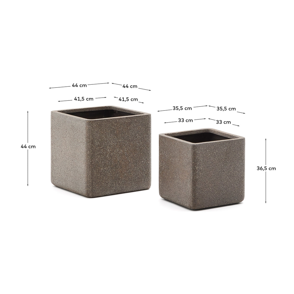Set of 2 Minoa planters with brown stone effect 44 x 44 cm