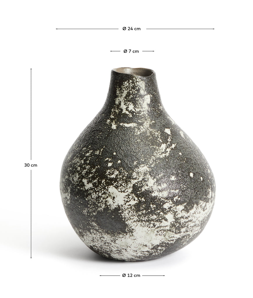 Orelin ceramic vase in black and white 30 cm