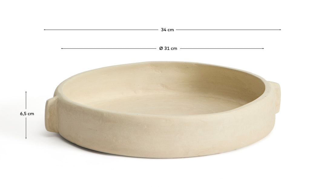 Mireni papier-mâché centrepiece beige Ø 31 cm