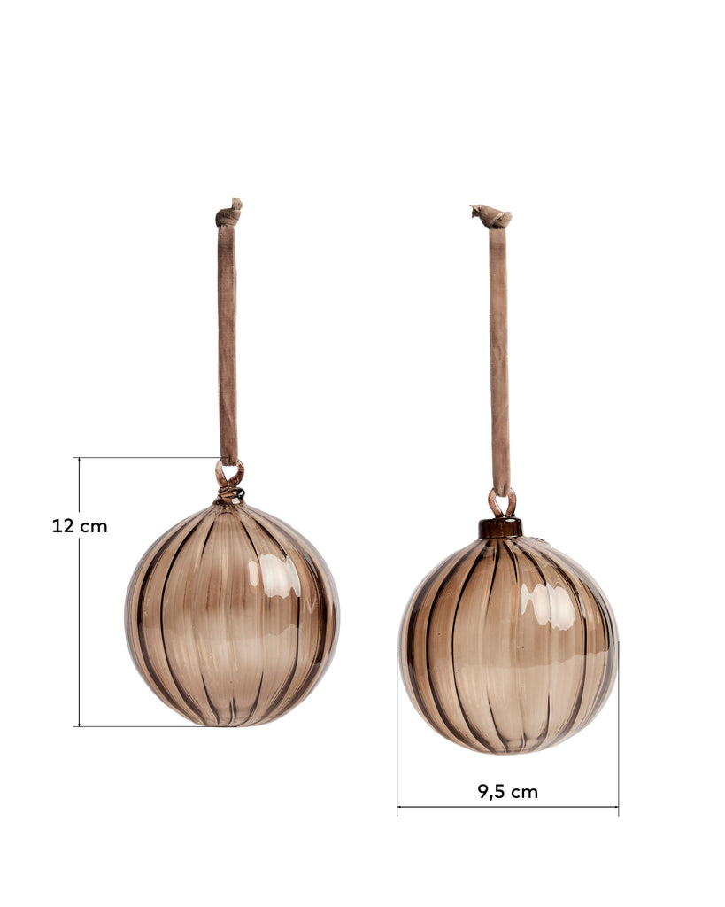 Oranel set of 2 brown recycled glass hanging ornaments Ø 9,5 cm