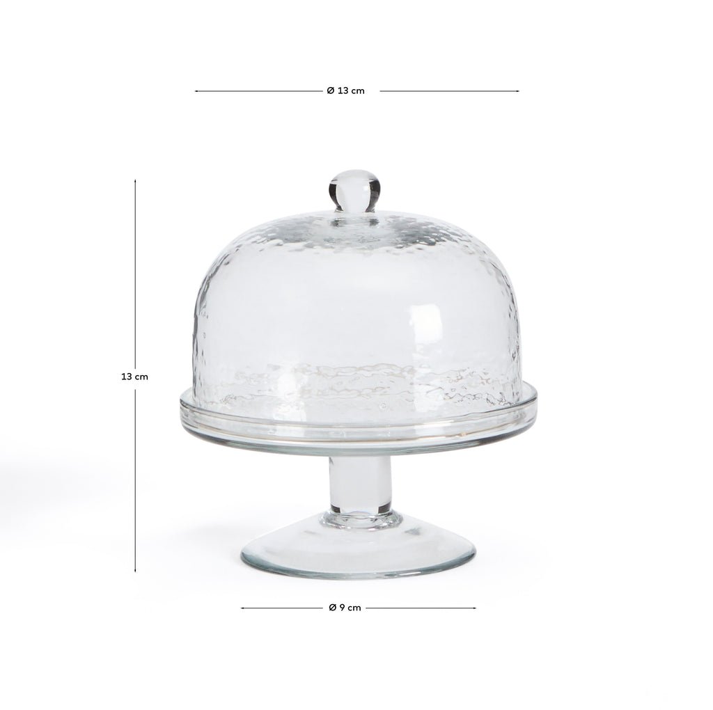 Sileia transparent recycled glass cake plate