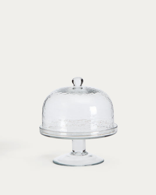 Sileia transparent recycled glass cake plate