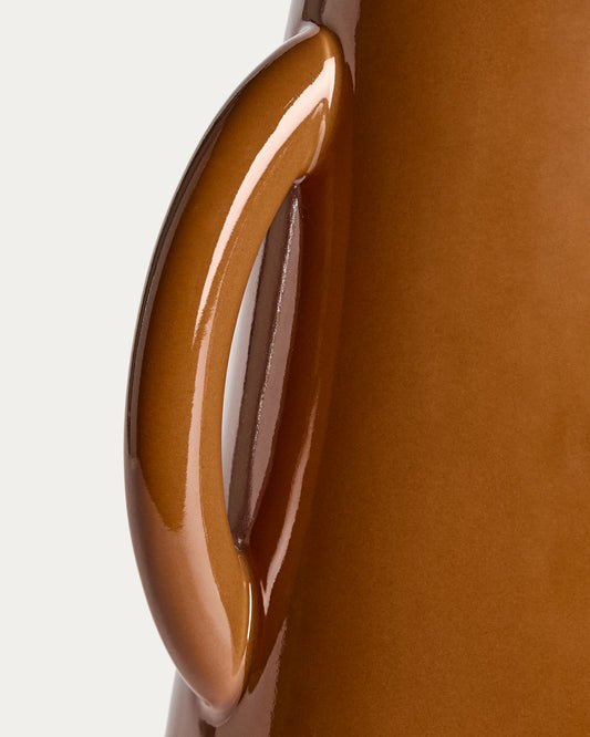 Odra vase in brown ceramic with glossy finish 25.5cm