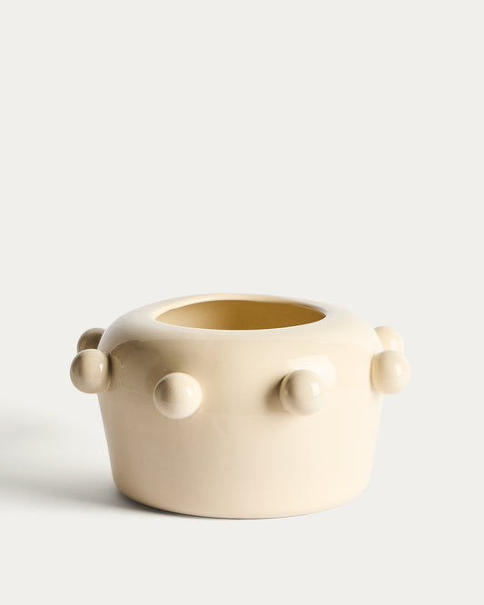 Odra vase in ecru ceramic with glossy finish 17cm