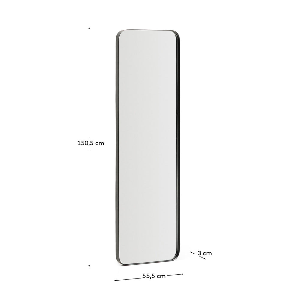 Marco black metal mirror 55.5 x 150.5cm