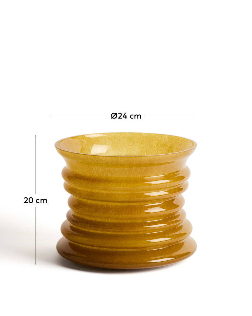 Ambere yellow glass vase 20cm