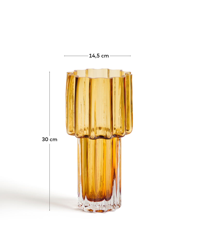 Cristila orange glass vase 30cm