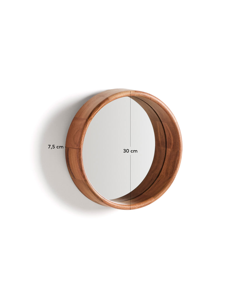 Berale acacia wood mirror Ø30.5cm
