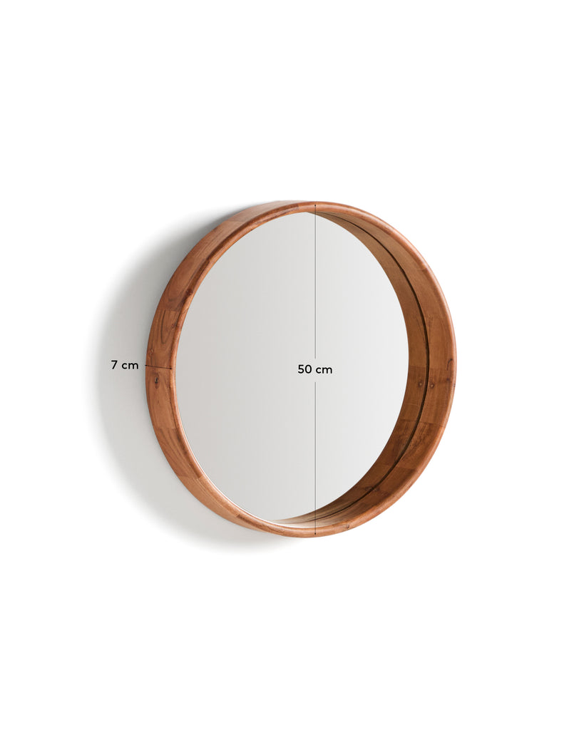 Berale acacia wood mirror Ø49.5cm