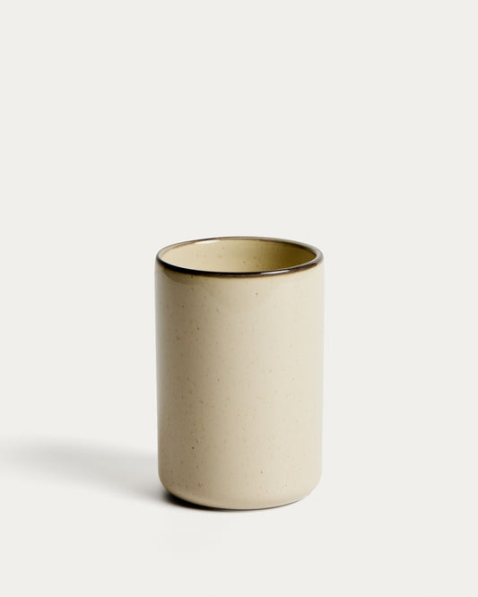 Noris ecru enamelled stoneware toothbrush holder