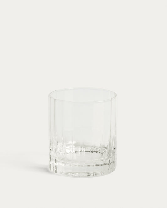 Nivor clear drinking glass with carved vertical relief, 30 cl