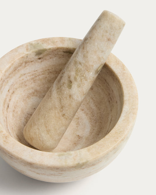 Nolvet beige marble pestle and mortar