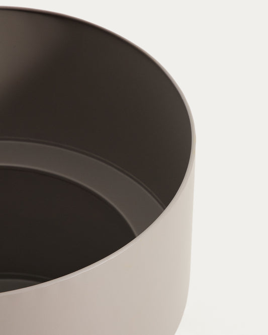 Mash round metal planter in taupe Ø41