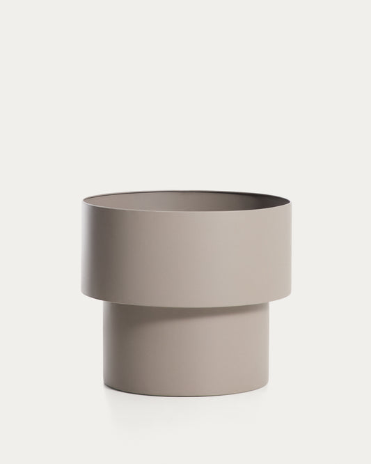 Mash round metal planter in taupe Ø41