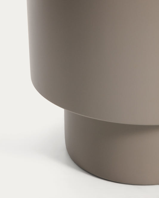 Mash round metal planter in taupe Ø28