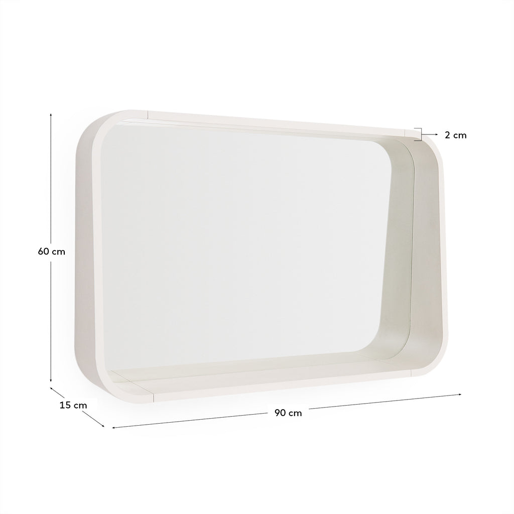 Salaya mirror in lacquered beige ash laminated plywood 90 x 60 cm