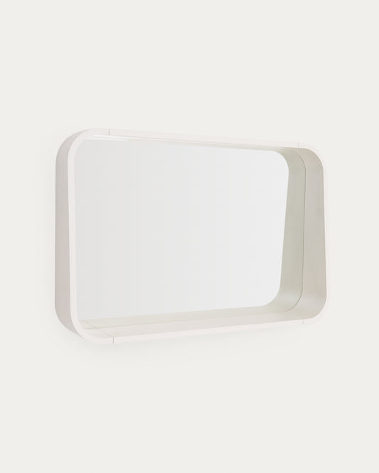Salaya mirror in lacquered beige ash laminated plywood 90 x 60 cm