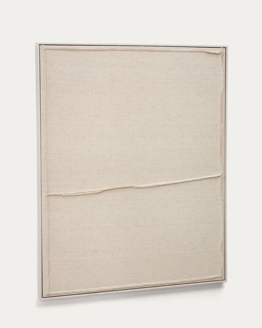 Maha white wall hanging with horizontal line 82 x 102 cm