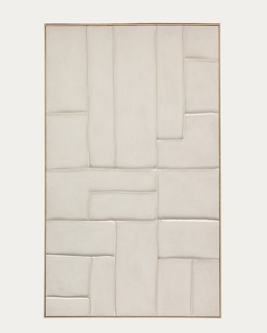 Klis white linen picture with geometric shapes, 120 x 200 cm