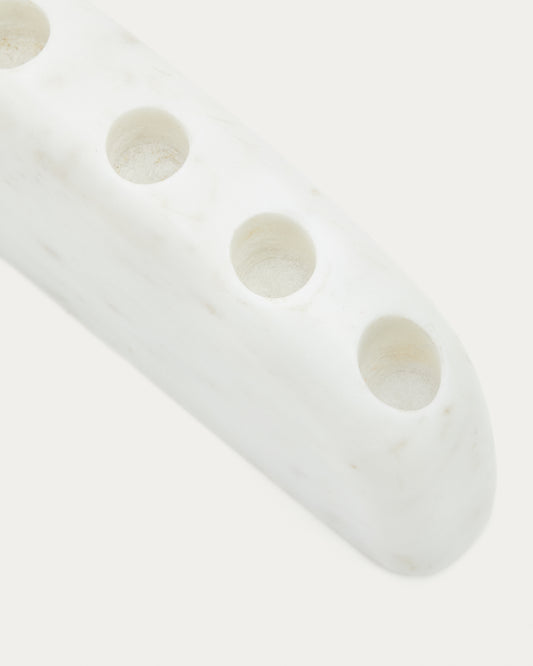 Signe large, white marble candlestick, 10 cm