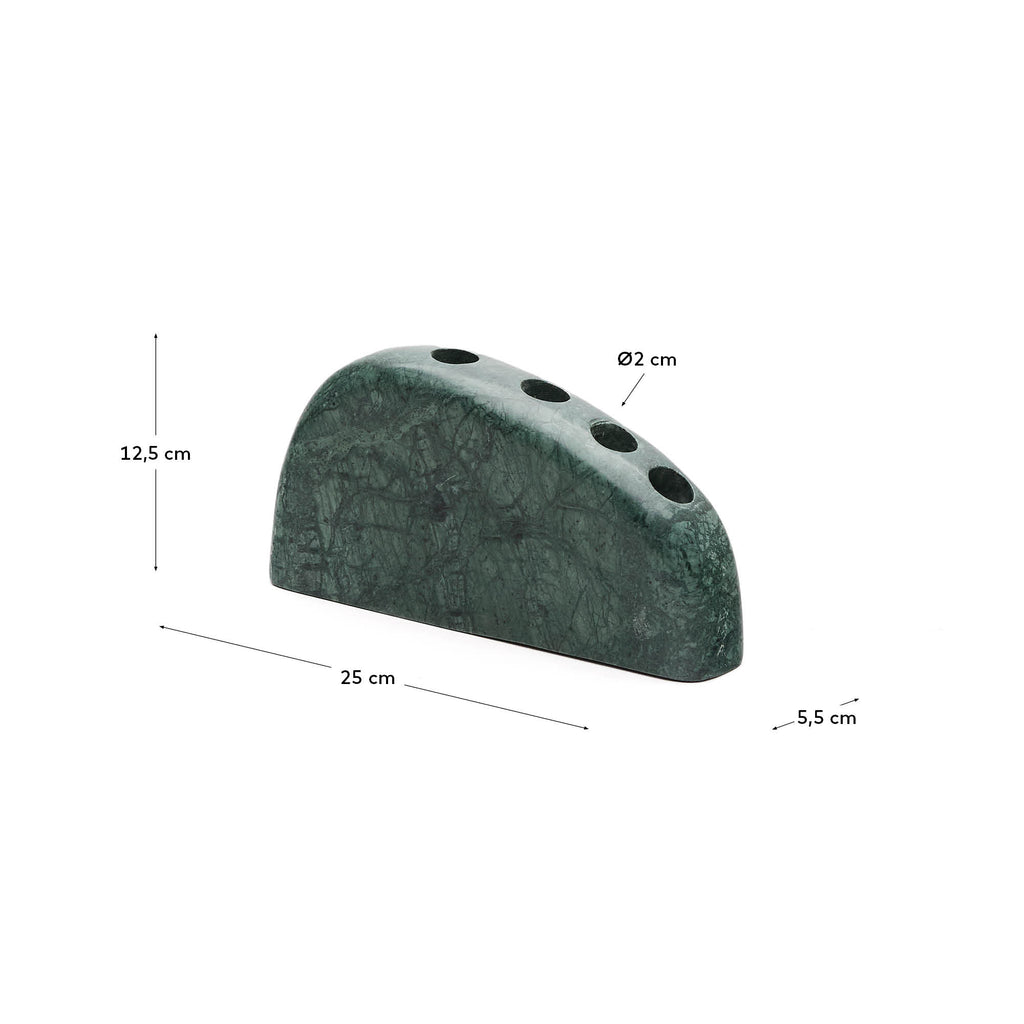 Signe large, green marble candlestick, 10 cm