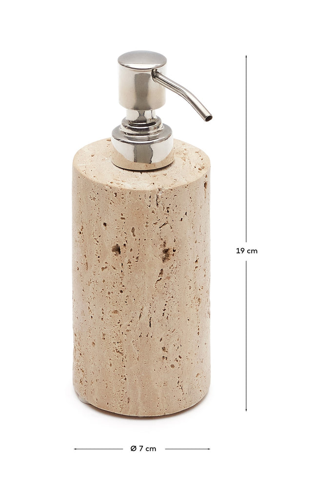 Macre beige travertine soap dispenser