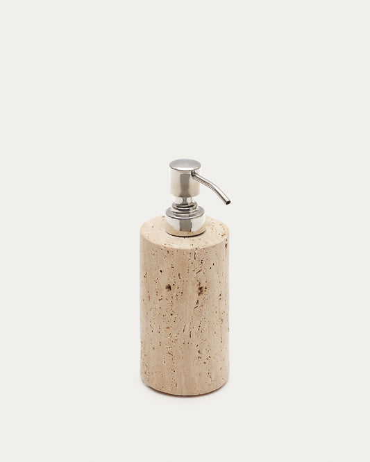 Macre beige travertine soap dispenser