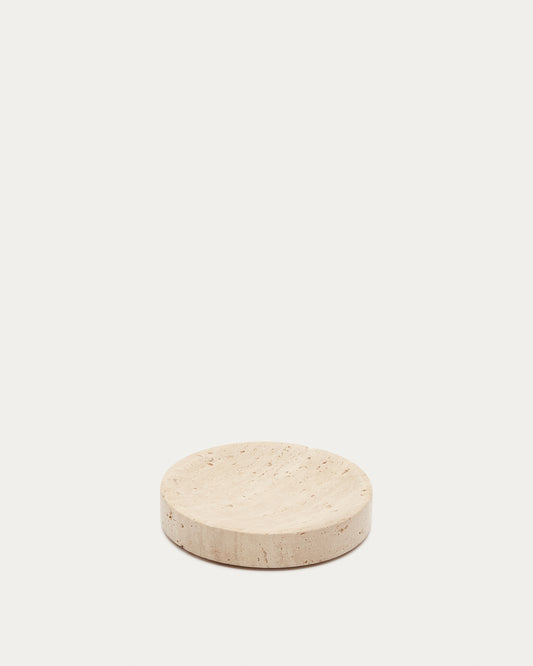 Macre beige travertine soap dish