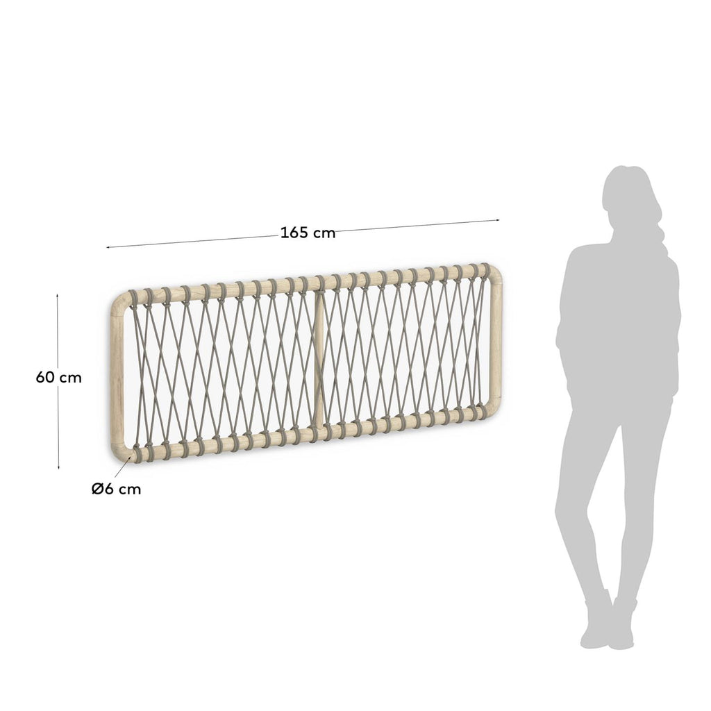 Aberash solid white cedarwood and grey cord headboard, for 160 cm beds