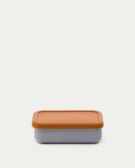 Lili lunch box in orange and blue silicone