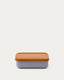 Lili lunch box in orange and blue silicone