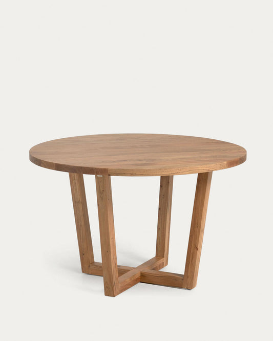 Nahla round table in solid mango wood with walnut finish Ø 120cm FSC 100%