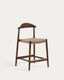 Nina solid acacia wood stool with walnut finish and beige rope height 62 cm